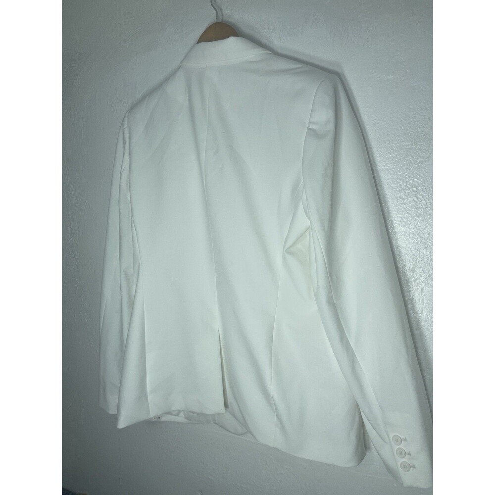Calvin Klein White Blazer Women One Button Blazers Jacket Size 14 Career O - Picture 10 of 13